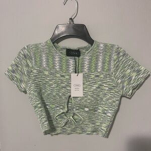 Cider Mint Green Patterned Crop Top